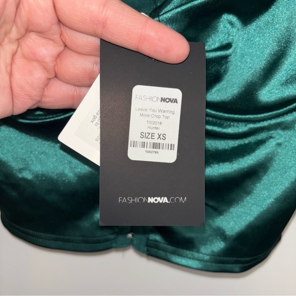 Fashion Nova Green Puff Sleeve Crop Blouse Size XS - Picture 13 of 15